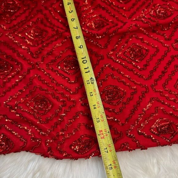 NWOT Mark and John by Gopal 100% silk red sequins& beaded over the knee dressSZM - Picture 10 of 13